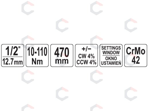 Dinamometrinis raktas su skalės peržiūros langeliu | 1/2" | 10–110 Nm (YT-07607) 4