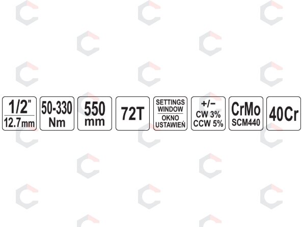 Dinamometrinis raktas | su skale | 12.5 mm (1/2") | 50-330 Nm (YT-07697) 5