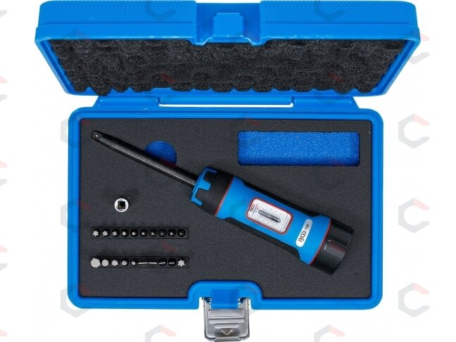 Dinamometrinio rakto ir priedų rinkinys | 6.3 mm 1/4" | 1 - 8 Nm | 22 vnt (7122) 3 Dinamometrinio rakto ir priedų rinkinys | 6.3 mm 1/4" | 1 - 8 Nm | 22 vnt (7122) 3