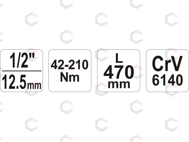 Dinamometrinis raktas | 12.5 mm (1/2") | 42 - 210 Nm. (YT-0760) 6 Dinamometrinis raktas | 12.5 mm (1/2") | 42 - 210 Nm. (YT-0760) 6
