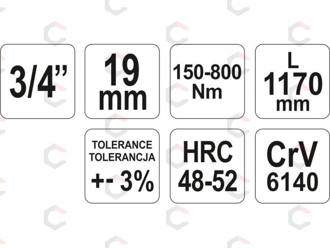 Dinamometrinis raktas | 20 mm (3/4") | 150 - 800 Nm (YT-07711) 5 Dinamometrinis raktas | 20 mm (3/4") | 150 - 800 Nm (YT-07711) 5