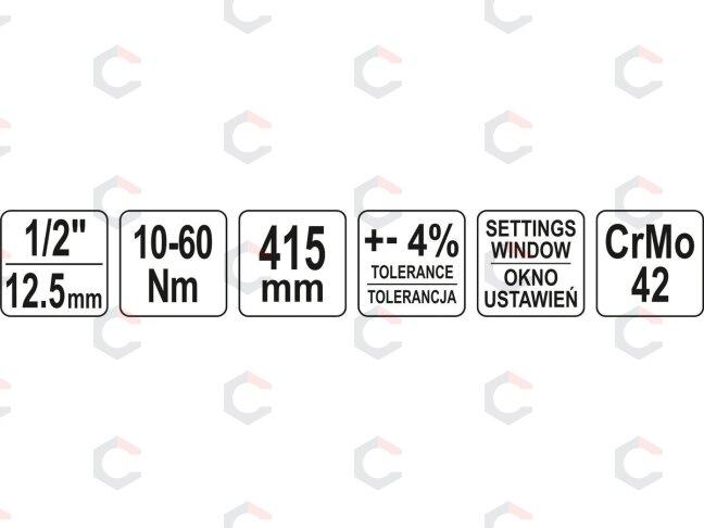 Dinamometrinis raktas | 1/2" | 10–60 Nm | 415 mm | YATO (YT-07612) 5 Dinamometrinis raktas | 1/2" | 10–60 Nm | 415 mm | YATO (YT-07612) 5