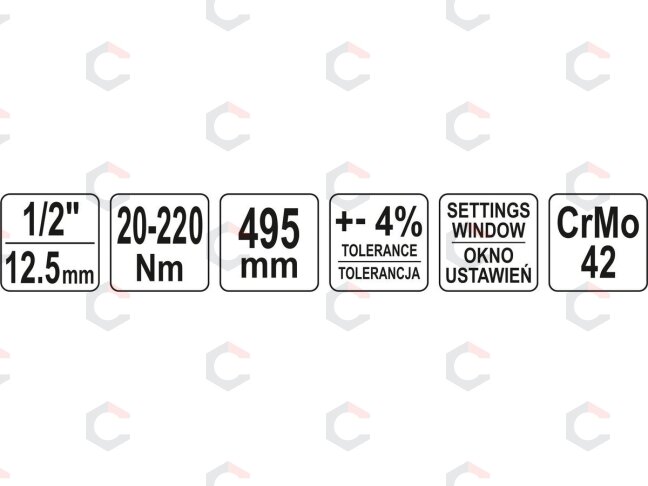 Dinamometrinis raktas | su skale | 12,5 mm (1/2") | 20 - 220 Nm (YT-07605) 5 Dinamometrinis raktas | su skale | 12,5 mm (1/2") | 20 - 220 Nm (YT-07605) 5