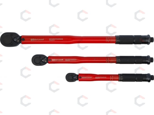 Dinamometrinių raktų rinkinys | 1/4", 3/8", 1/2" | 2–210 Nm | 3 vnt. (90114) 4 Dinamometrinių raktų rinkinys | 1/4", 3/8", 1/2" | 2–210 Nm | 3 vnt. (90114) 4
