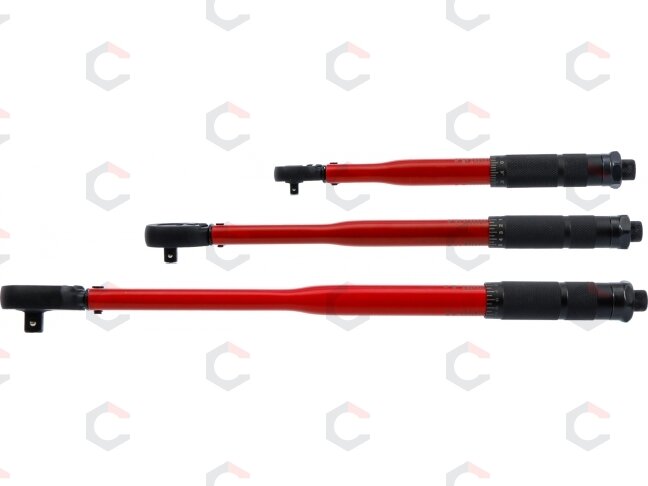 Dinamometrinių raktų rinkinys | 1/4", 3/8", 1/2" | 2–210 Nm | 3 vnt. (90114) 5 Dinamometrinių raktų rinkinys | 1/4", 3/8", 1/2" | 2–210 Nm | 3 vnt. (90114) 5