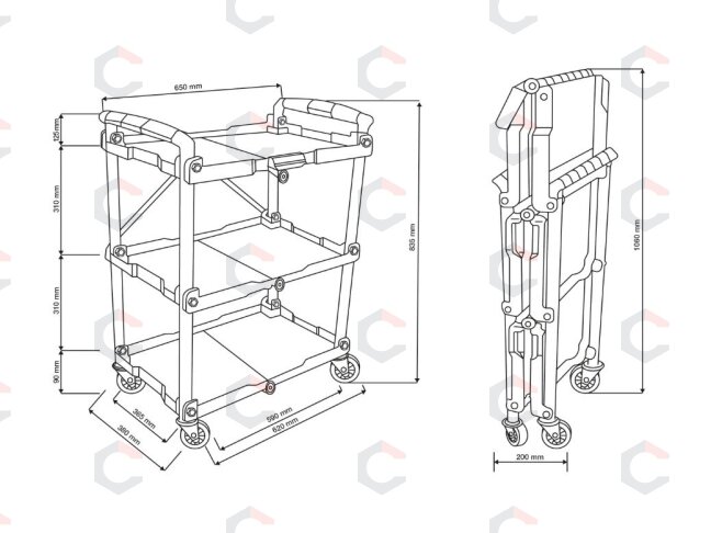 Serviso vežimėlis | sulankstomas | 135 kg (90112) 1 Serviso vežimėlis | sulankstomas | 135 kg (90112) 1