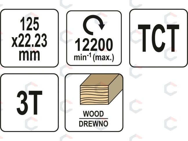 Diskas medžiui | 125 mm / 22 / 3T (YT-60470) 1 Diskas medžiui | 125 mm / 22 / 3T (YT-60470) 1