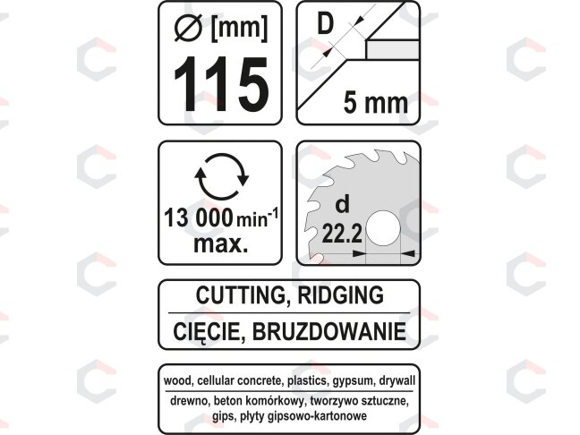 Diskas/freza medžiui | 115 mm (YT-59160) 4 Diskas/freza medžiui | 115 mm (YT-59160) 4