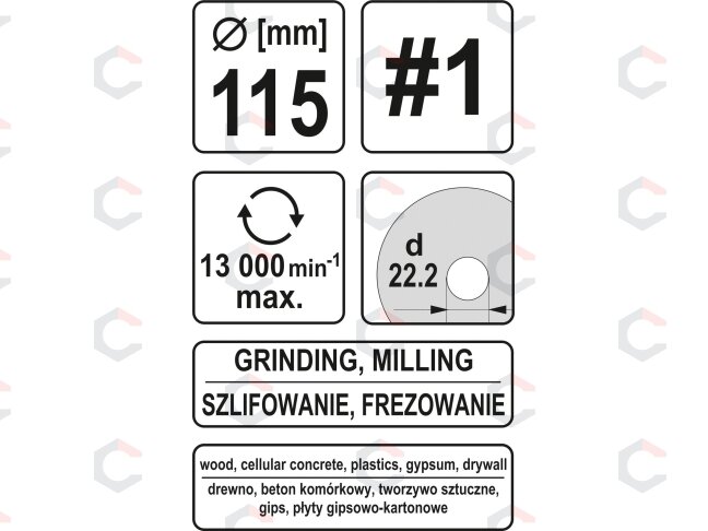 Diskas/freza medžiui 115mm, No1 (YT-59166) 4 Diskas/freza medžiui 115mm, No1 (YT-59166) 4