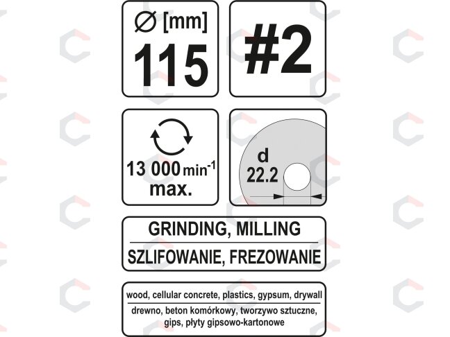 Diskas/freza medžiui 115mm, No2 (YT-59164) 4