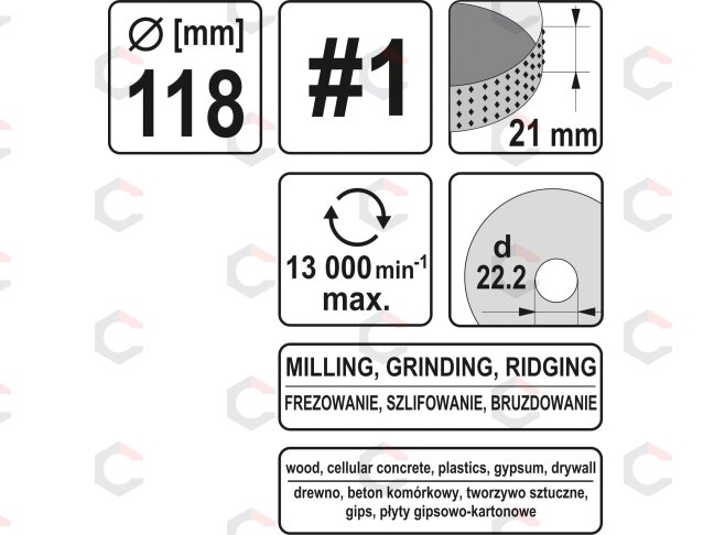 Diskas / freza medžiui | 118 mm / 21 mm (YT-59177) 3 Diskas / freza medžiui | 118 mm / 21 mm (YT-59177) 3