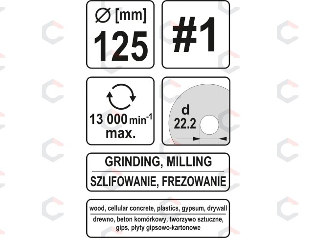 Diskas/freza medžiui | 125 mm | No1 (YT-59167) 3 Diskas/freza medžiui | 125 mm | No1 (YT-59167) 3