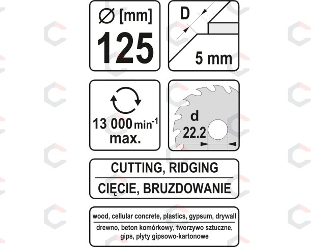 Diskas/freza medžiui | 125 mm (YT-59161) 4
