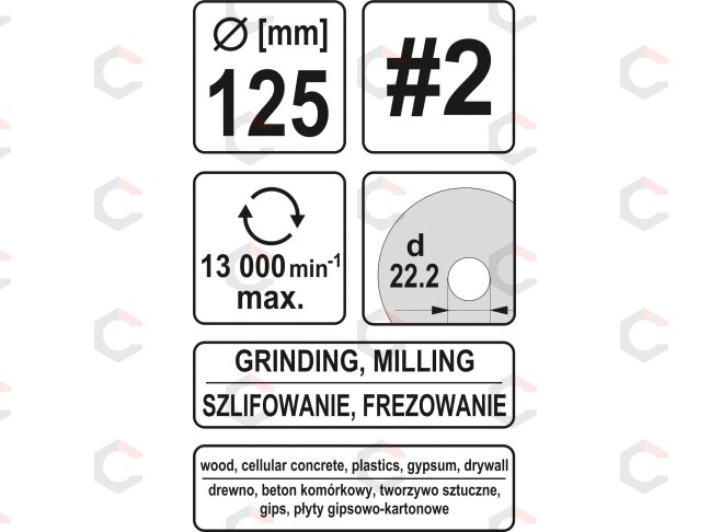 Diskas/freza medžiui 125mm, No2 (YT-59165) 3 Diskas/freza medžiui 125mm, No2 (YT-59165) 3