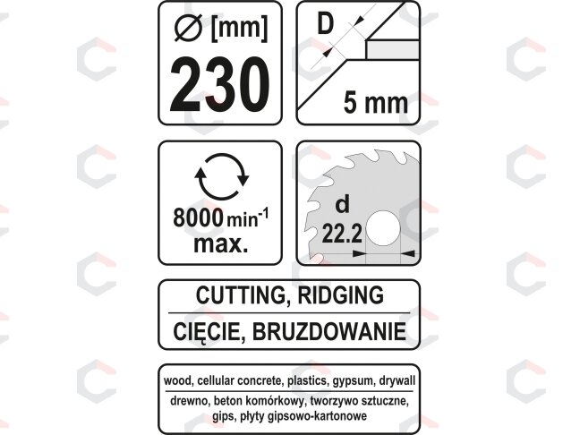 Diskas/freza medžiui | 230 mm (YT-59163) 3 Diskas/freza medžiui | 230 mm (YT-59163) 3