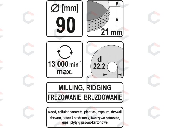 Diskas / freza medžiui | 90 mm / 21 mm (YT-59175) 3 Diskas / freza medžiui | 90 mm / 21 mm (YT-59175) 3