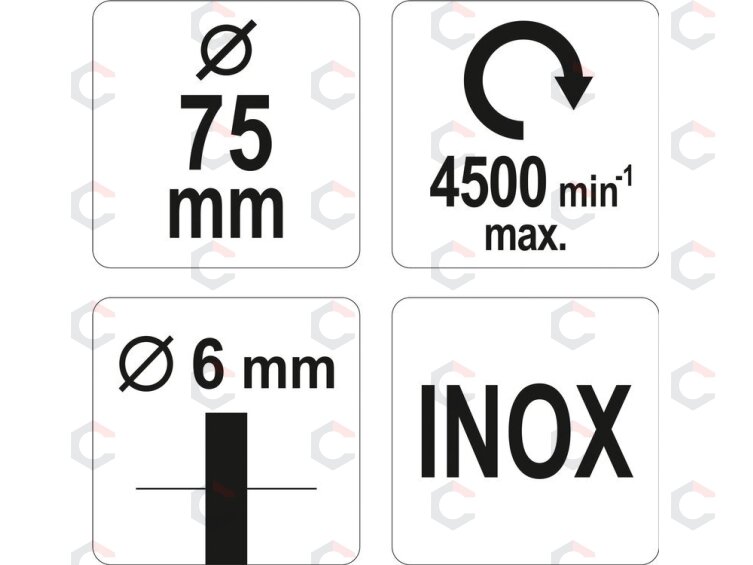 Diskinis šepetys su kotu | nerūdijantis plienas | INOX | 75 mm (YT-47568) 3 Diskinis šepetys su kotu | nerūdijantis plienas | INOX | 75 mm (YT-47568) 3
