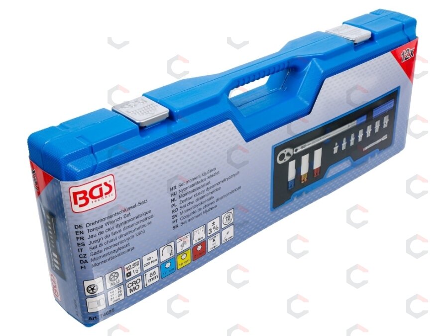 Dinamometrinio rakto rinkinys | 12,5 mm (1/2") | 40–220 Nm | 12 vnt. (74695B) 5 Dinamometrinio rakto rinkinys | 12,5 mm (1/2") | 40–220 Nm | 12 vnt. (74695B) 5