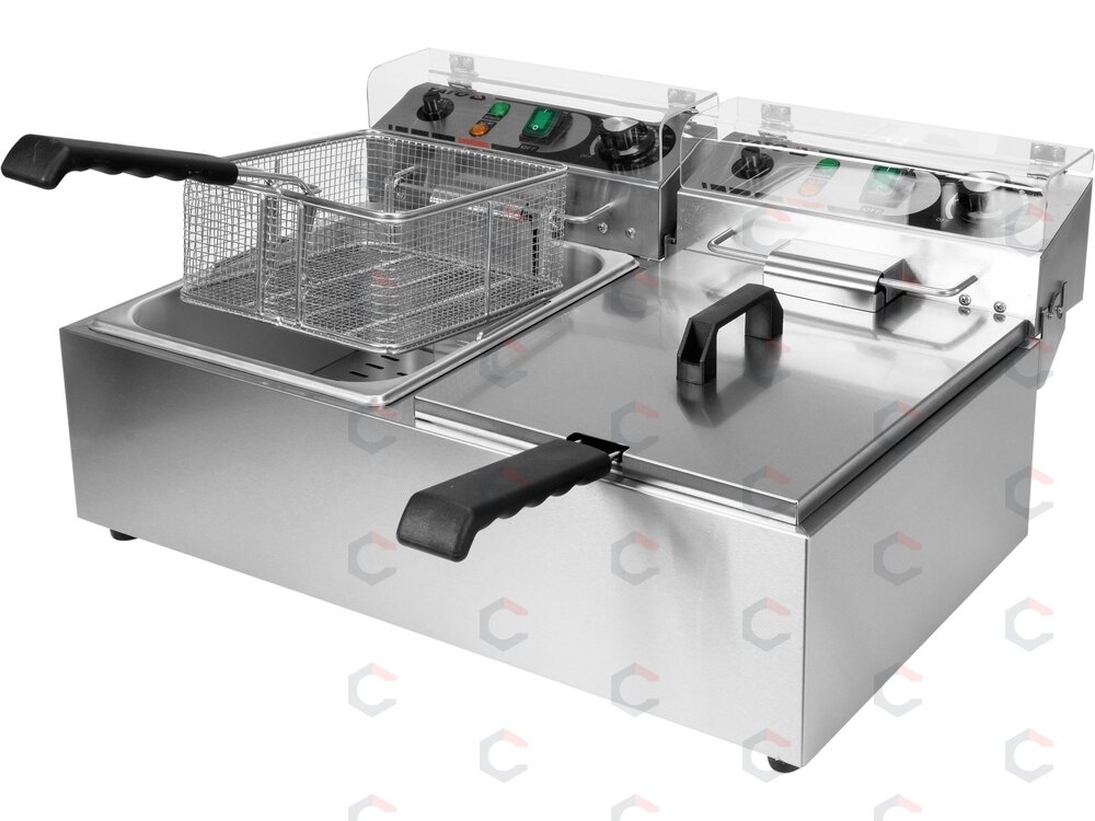 Elektrinė gruzdintuvė dviguba | 2 × 6 l | 2 × 3 kW (YG-04622) 2 Elektrinė gruzdintuvė dviguba | 2 × 6 l | 2 × 3 kW (YG-04622) 2