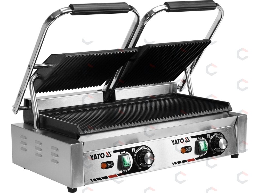 Dvigubas kontaktinis grilis YATO | rifliuotas | 3,6 kW (YG-04560) Dvigubas kontaktinis grilis YATO | rifliuotas | 3,6 kW (YG-04560)
