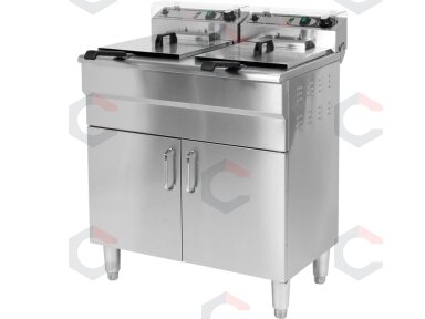 Elektrinė gruzdintuvė su spintele | 2 × 11,5 l (YG-04638) Elektrinė gruzdintuvė su spintele | 2 × 11,5 l (YG-04638)