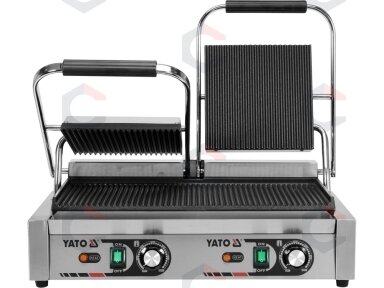 Dvigubas kontaktinis grilis YATO | rifliuotas | 3,6 kW (YG-04560)