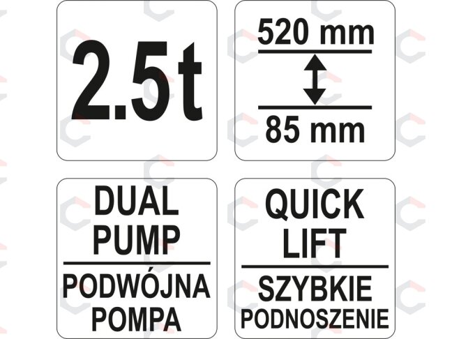 Domkratas ant ratukų | hidraulinis | žemo profilio | 85-520 mm | 2.5 t. (YT-17207) 5 Domkratas ant ratukų | hidraulinis | žemo profilio | 85-520 mm | 2.5 t. (YT-17207) 5