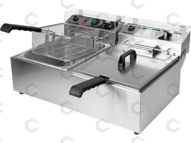 Elektrinė gruzdintuvė dviguba | 2 × 6 l | 2 × 3 kW (YG-04622) 2 Elektrinė gruzdintuvė dviguba | 2 × 6 l | 2 × 3 kW (YG-04622) 2