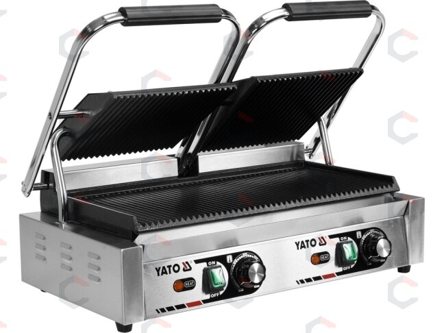 Dvigubas kontaktinis grilis YATO | rifliuotas | 3,6 kW (YG-04560) Dvigubas kontaktinis grilis YATO | rifliuotas | 3,6 kW (YG-04560)