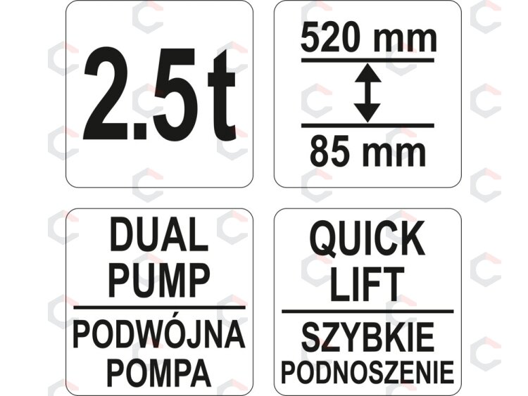 Domkratas ant ratukų | hidraulinis | žemo profilio | 85-520 mm | 2.5 t. (YT-17207) 5 Domkratas ant ratukų | hidraulinis | žemo profilio | 85-520 mm | 2.5 t. (YT-17207) 5