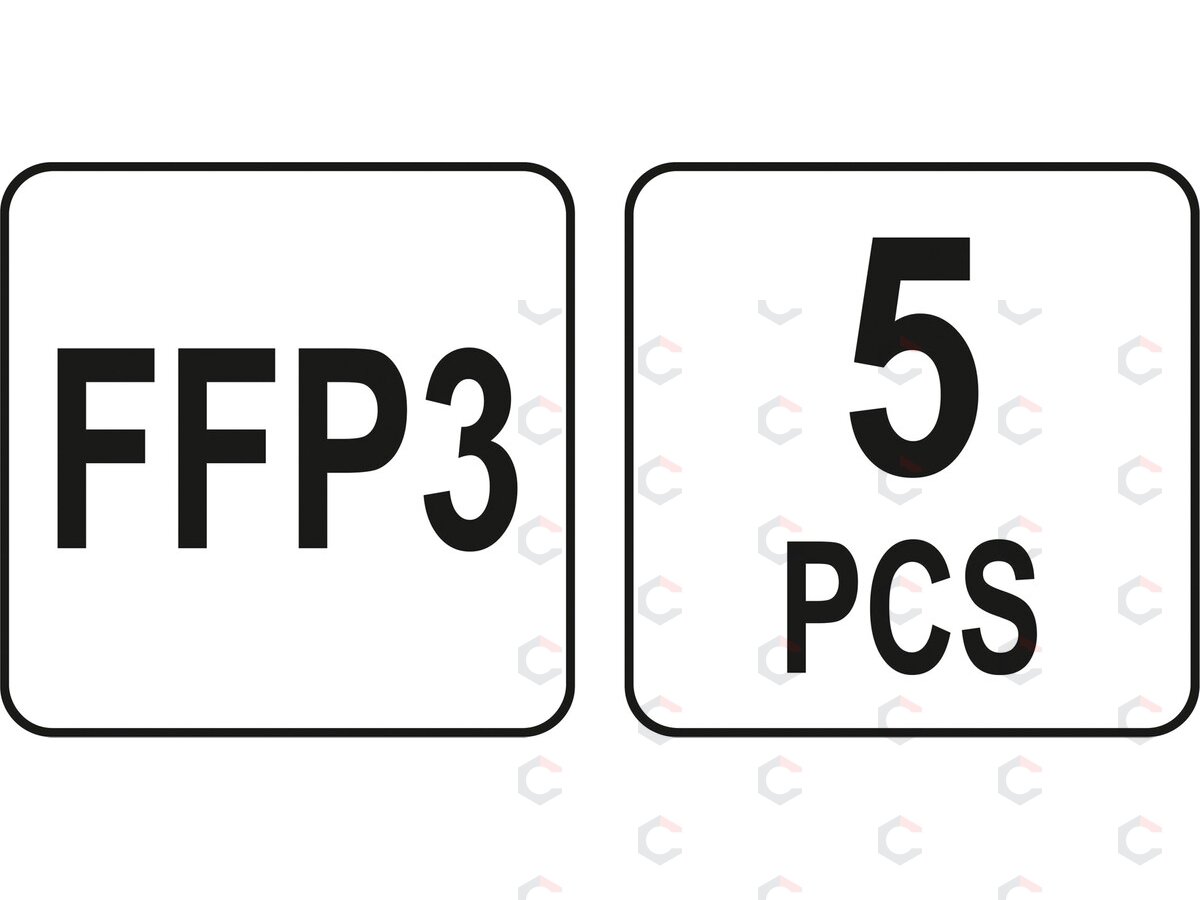 Dulkių kaukės be vožtuvo | sertifikuota FFP3 | 5 vnt. (YT-74972) 3 Dulkių kaukės be vožtuvo | sertifikuota FFP3 | 5 vnt. (YT-74972) 3