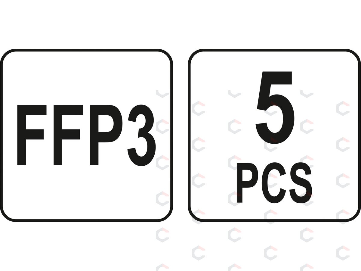 Dulkių kaukės su vožtuvu | sertifikuota FFP3 | 5 vnt. (YT-74982) 3 Dulkių kaukės su vožtuvu | sertifikuota FFP3 | 5 vnt. (YT-74982) 3