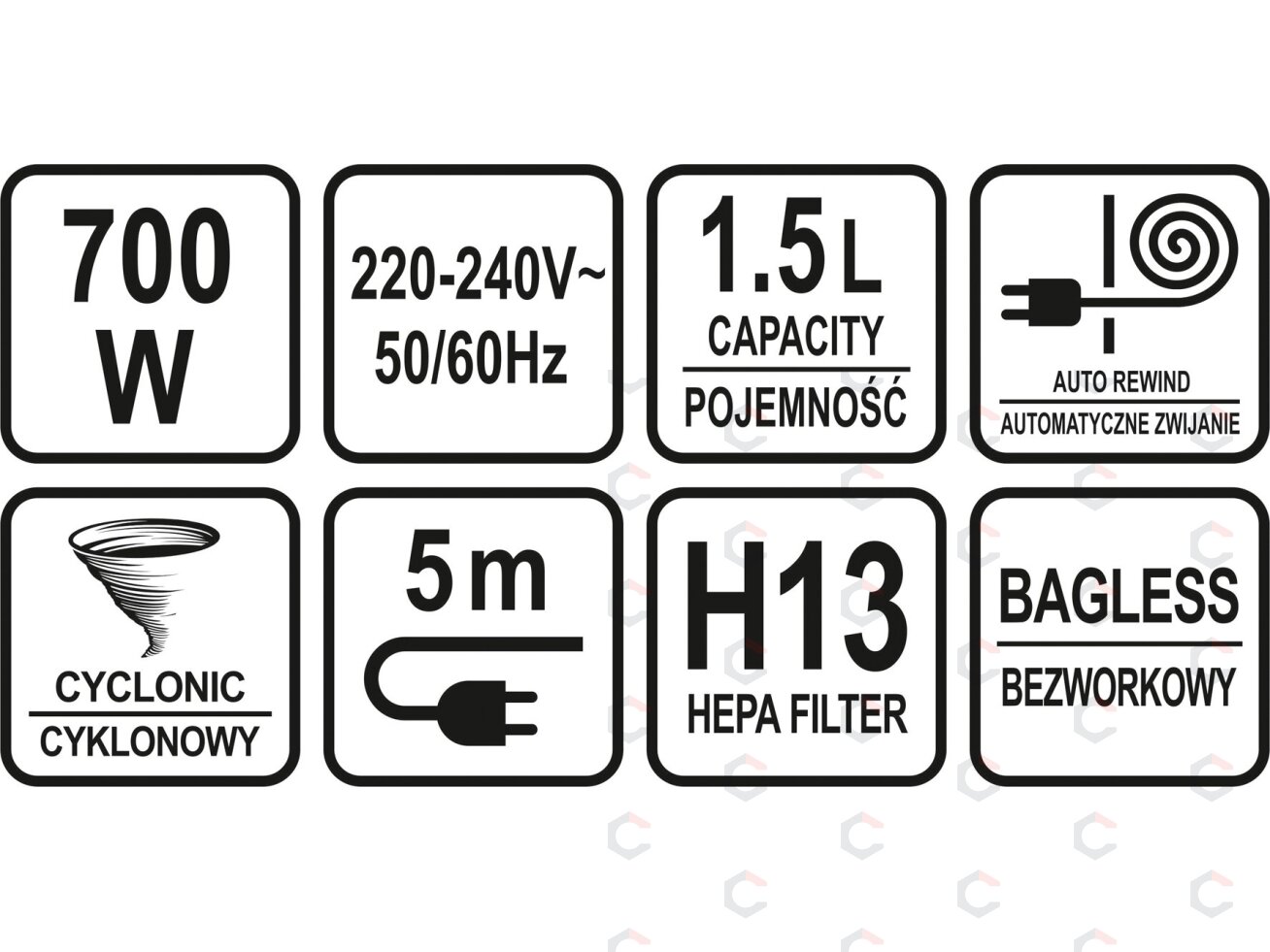 Dulkių siurblys | cikloninis | 3 šepečiai | 700W (67091) 8 Dulkių siurblys | cikloninis | 3 šepečiai | 700W (67091) 8