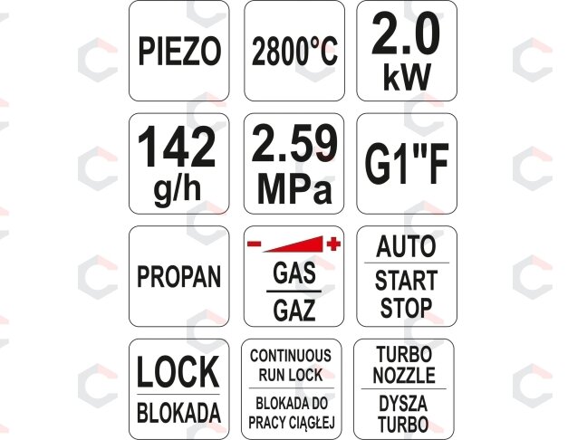 Dujinis rankinis degiklis turbo | 2800 °C | auto start/stop (YT-36715) 5 Dujinis rankinis degiklis turbo | 2800 °C | auto start/stop (YT-36715) 5