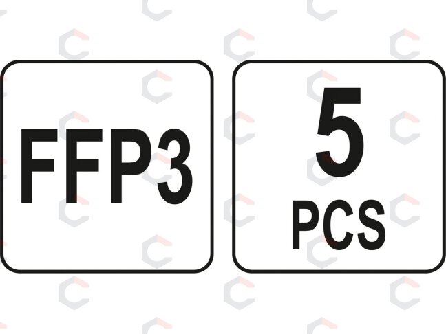 Dulkių kaukės be vožtuvo | sertifikuota FFP3 | 5 vnt. (YT-74972) 3 Dulkių kaukės be vožtuvo | sertifikuota FFP3 | 5 vnt. (YT-74972) 3