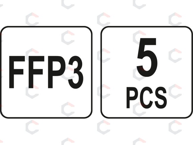Dulkių kaukės su vožtuvu | sertifikuota FFP3 | 5 vnt. (YT-74982) 3 Dulkių kaukės su vožtuvu | sertifikuota FFP3 | 5 vnt. (YT-74982) 3
