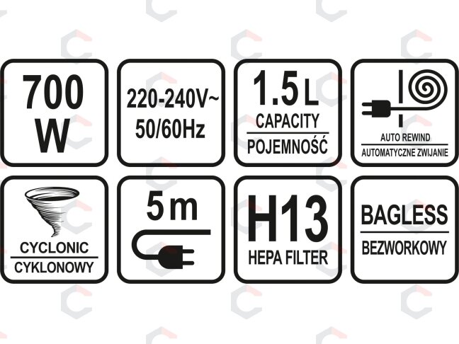 Dulkių siurblys | cikloninis | 3 šepečiai | 700W (67091) 8 Dulkių siurblys | cikloninis | 3 šepečiai | 700W (67091) 8