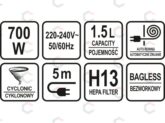Dulkių siurblys | cikloninis | 5 šepečiai | 700W (67090) 15 Dulkių siurblys | cikloninis | 5 šepečiai | 700W (67090) 15