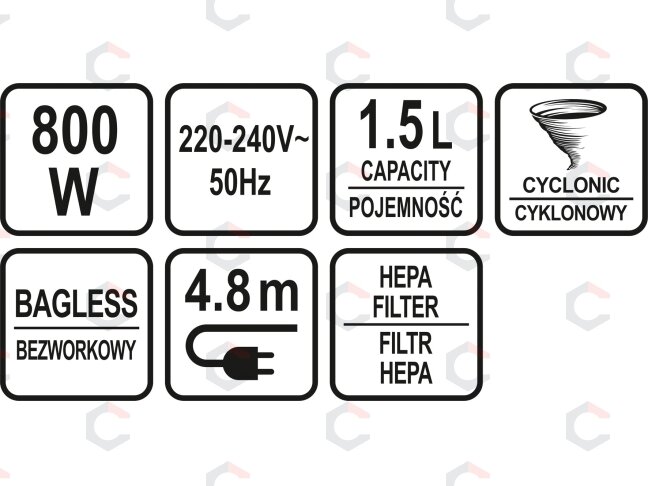 Dulkių siurblys | cikloninis | rankinis | 800W (67111) 13 Dulkių siurblys | cikloninis | rankinis | 800W (67111) 13