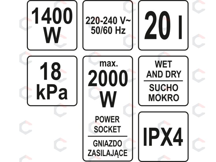 Dulkių siurblys pramoninis | drėgna ir sausa funkcija | 1400/2000 W / 20 l (YT-85700) 5 Dulkių siurblys pramoninis | drėgna ir sausa funkcija | 1400/2000 W / 20 l (YT-85700) 5