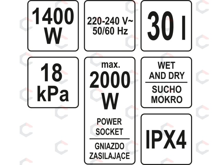 Dulkių siurblys pramoninis | drėgna ir sausa funkcija | 1400/2000 W / 30 l (YT-85701) 5 Dulkių siurblys pramoninis | drėgna ir sausa funkcija | 1400/2000 W / 30 l (YT-85701) 5