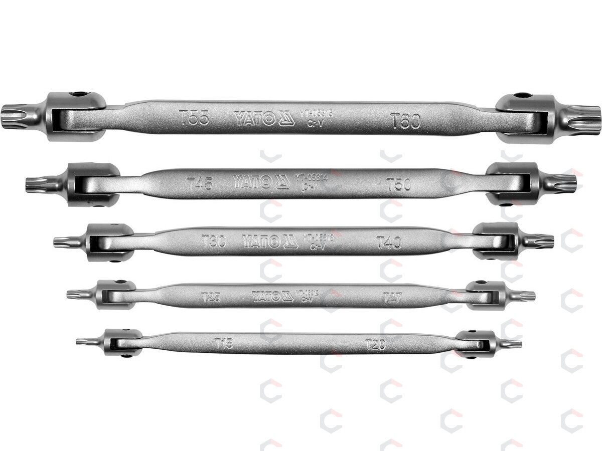 Dvipusių šarnyrinių raktų rinkinys | T-Star (Torx) T15 -T60 (YT-05320) 2 Dvipusių šarnyrinių raktų rinkinys | T-Star (Torx) T15 -T60 (YT-05320) 2