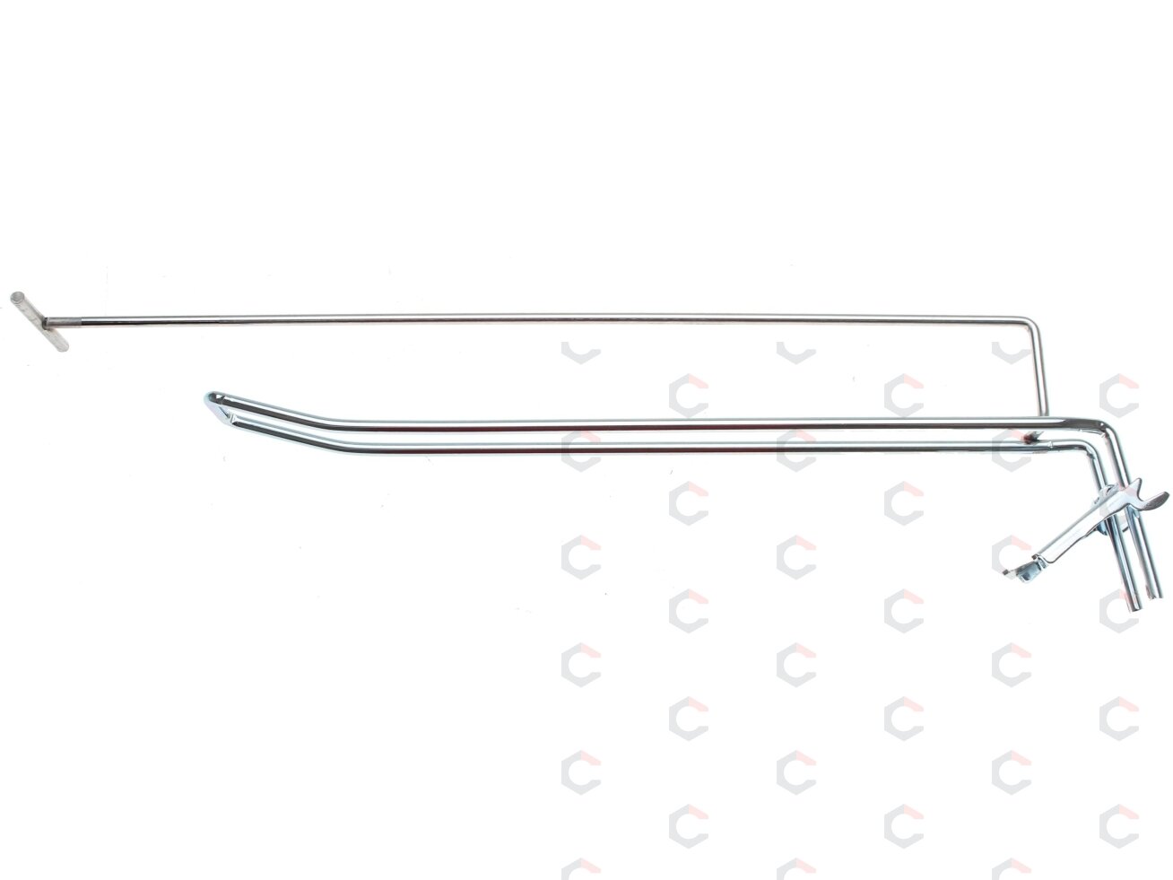 Dvigubas kabliukas prekybiniam stendui | 300 x 4,8 mm | su atramine rankena ir kryžminiu kaiščiu (89919) Dvigubas kabliukas prekybiniam stendui | 300 x 4,8 mm | su atramine rankena ir kryžminiu kaiščiu (89919)