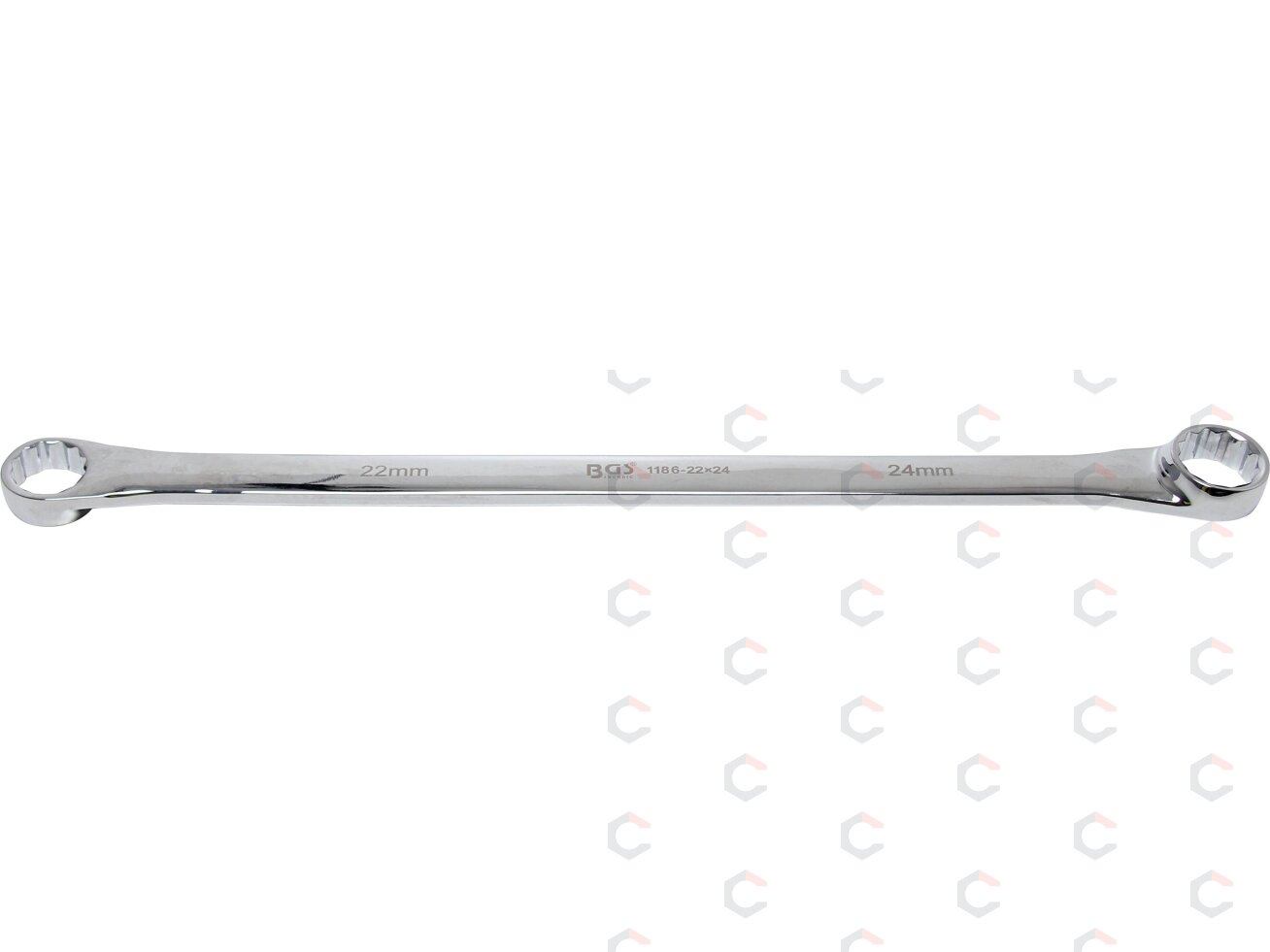 Ypač ilgas dvigubas žiedinis raktas | 22 × 24 mm | 435 mm | BGS (1186-22x24) 1