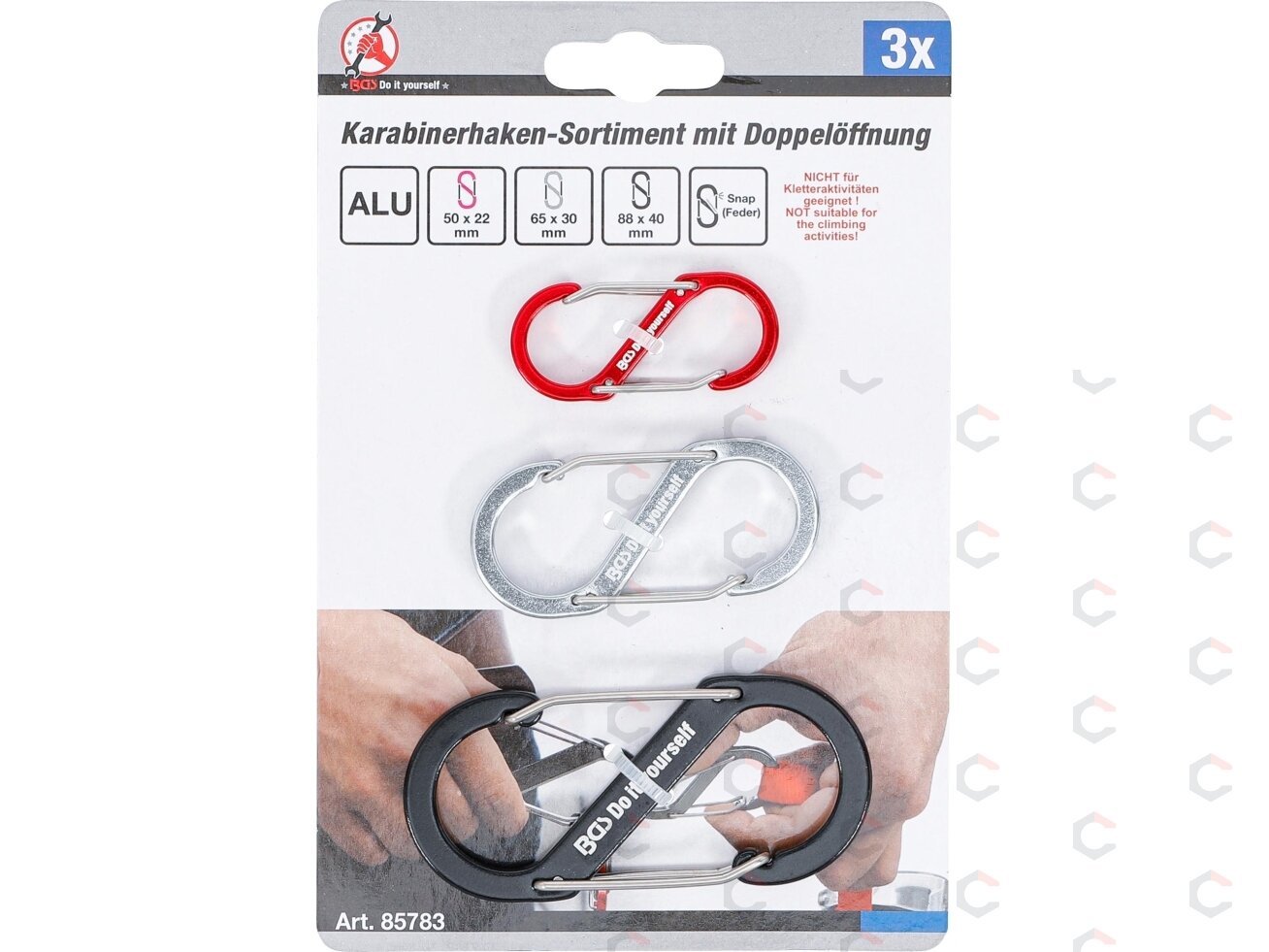Dvigubų karabinų asortimentas | Aliuminis | 3 vnt. (85783) 3 Dvigubų karabinų asortimentas | Aliuminis | 3 vnt. (85783) 3