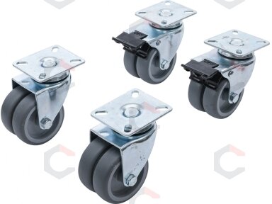 Dvigubų pasukamų ratukų komplektas | Ø 75 mm | 4 vnt. (81940) Dvigubų pasukamų ratukų komplektas | Ø 75 mm | 4 vnt. (81940)