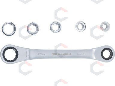 Dvipusis terkšlinis veržliaraktis su adapterių rinkiniu | 8 - 19 mm | 6 vnt. (71016)