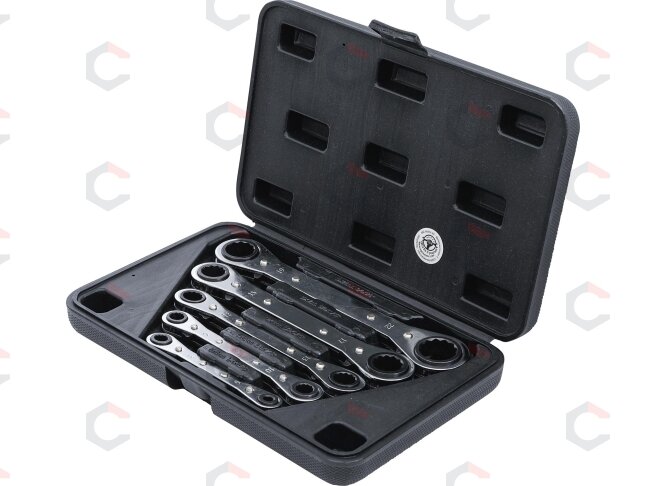 Dvipusiai terkšliniai veržliarakčiai | su reversu | 6 x 8-19 x 22 mm | 5 vnt. (1450) 3 Dvipusiai terkšliniai veržliarakčiai | su reversu | 6 x 8-19 x 22 mm | 5 vnt. (1450) 3