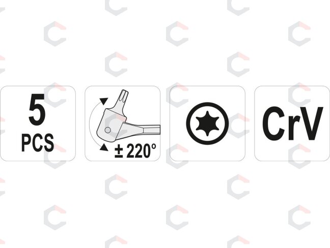 Dvipusių šarnyrinių raktų rinkinys | T-Star (Torx) T15 -T60 (YT-05320) 4 Dvipusių šarnyrinių raktų rinkinys | T-Star (Torx) T15 -T60 (YT-05320) 4