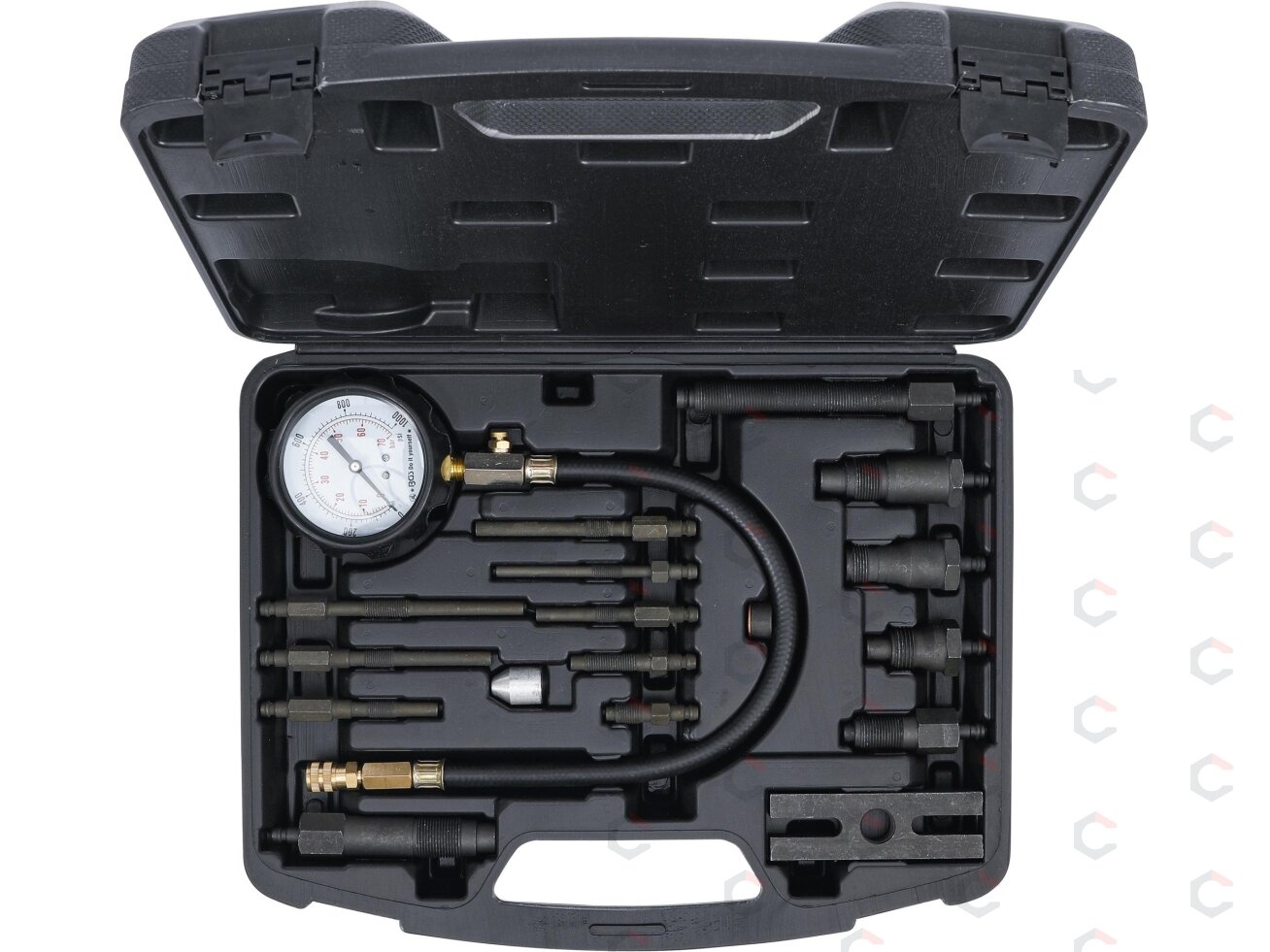 Dyzelinis kompresijos matuoklis su adapteriais (62660) 5 Dyzelinis kompresijos matuoklis su adapteriais (62660) 5